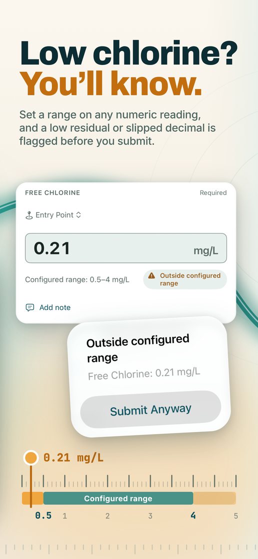Low chlorine? You'll know: a reading flagged outside its configured range